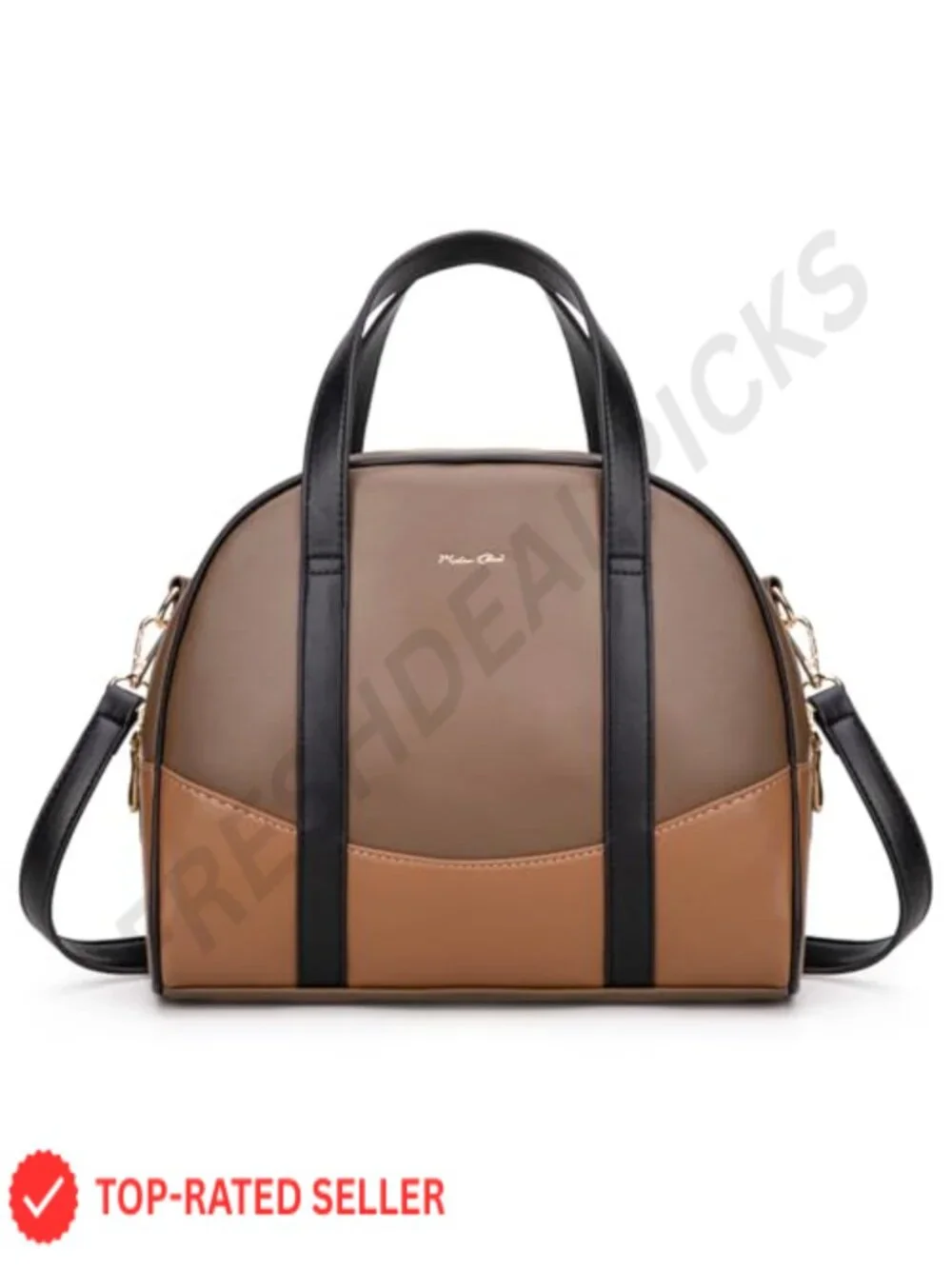Women's Vegan Leather Dome Satchel Handbag Crossbody with Detachable Strap